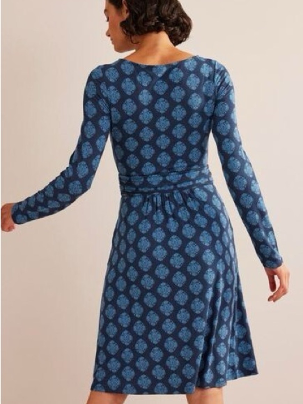 Boden Blue Print Abigail Jersey Dress size 12R - Picture 3 of 8